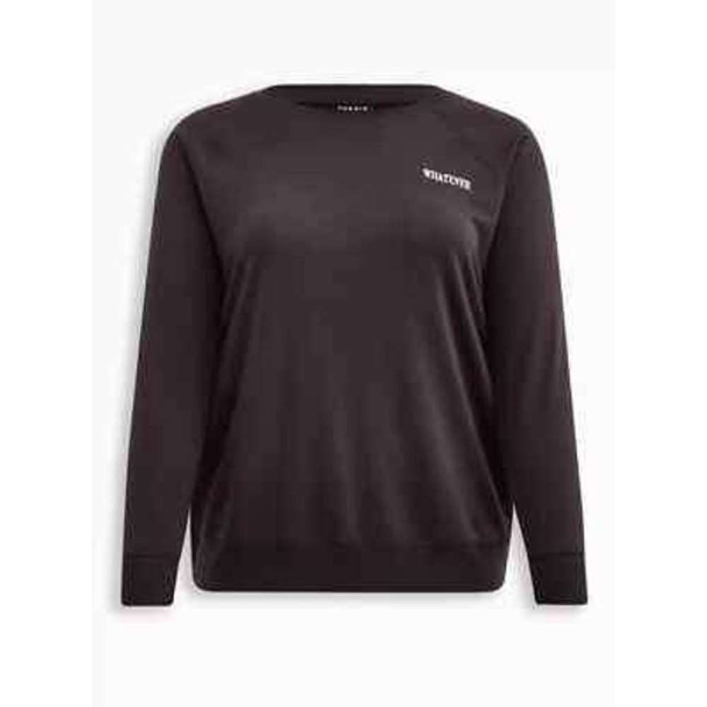 Torrid Whatever Graphic Sweatshirt Charcoal Grey Crew‎ Neck Raglan 1X 14-16 NEW